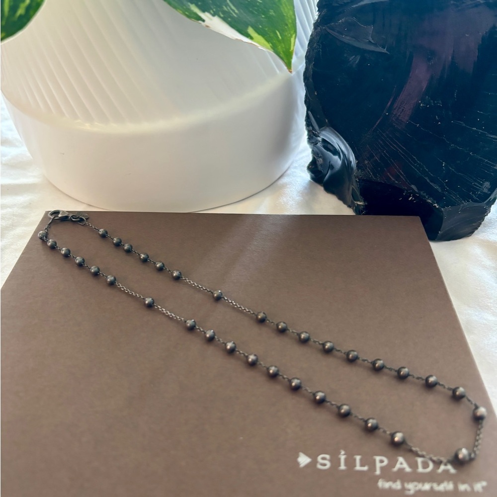 Silpada N1962 Retired Silpada Oxidized Silver Beaded Necklace